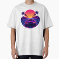 Retrowave Synthwave Grid Highway & Supercar Sunset by Piising