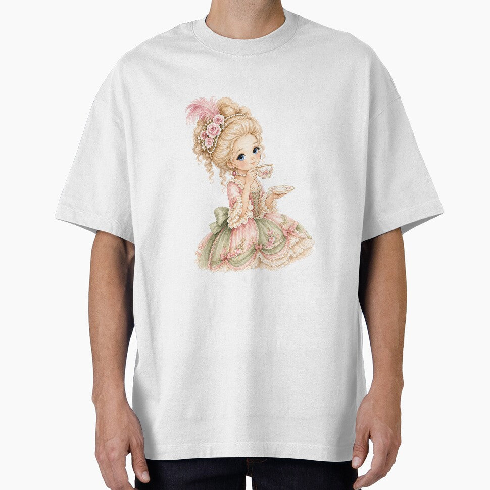 Marie Antoinette Drinking Tea (Pink) by Bara Lune Design