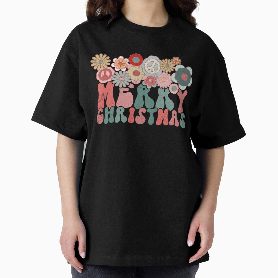 Groovy Retro Merry Christmas Flowers by ArtMeetsPizza