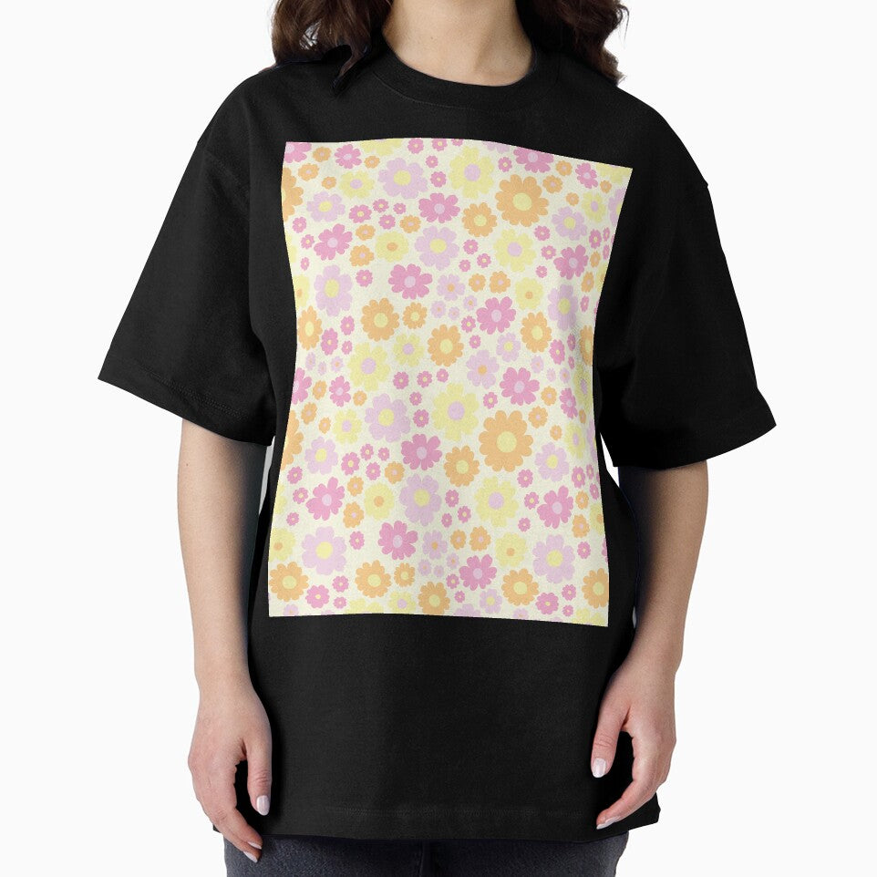 GROOVY RETRO FLOWER POWER GIRLY 70S AND 60S STYLE PINK AND YELLOW by blomastudios