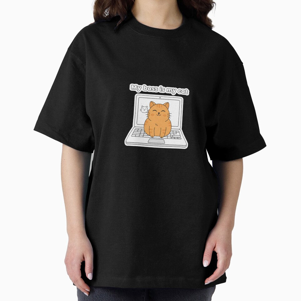 My Boss Is My Cat - Funny Remote Work Cat Lover Sticker by ZYNORAworld
