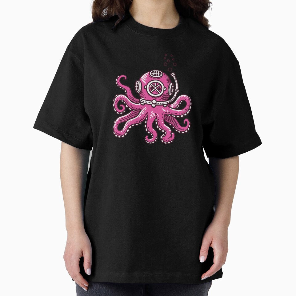Pink octopus with diving helmet by Ingo Menhard