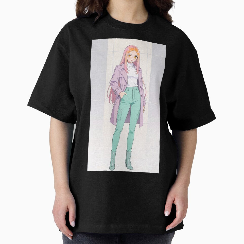 Confident Modern Pastel Anime - Fashionable Trench Coat Pose colour #1 by KMChronicles