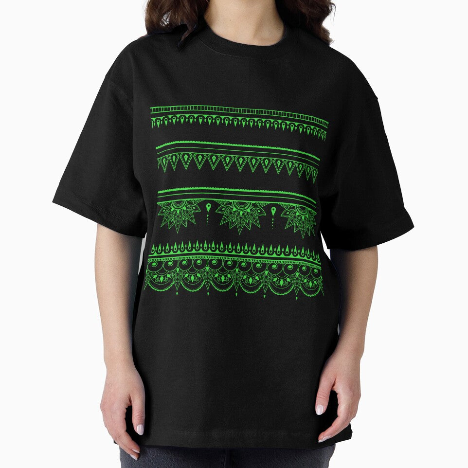 South asian patterns green on black by Chaoticzarts