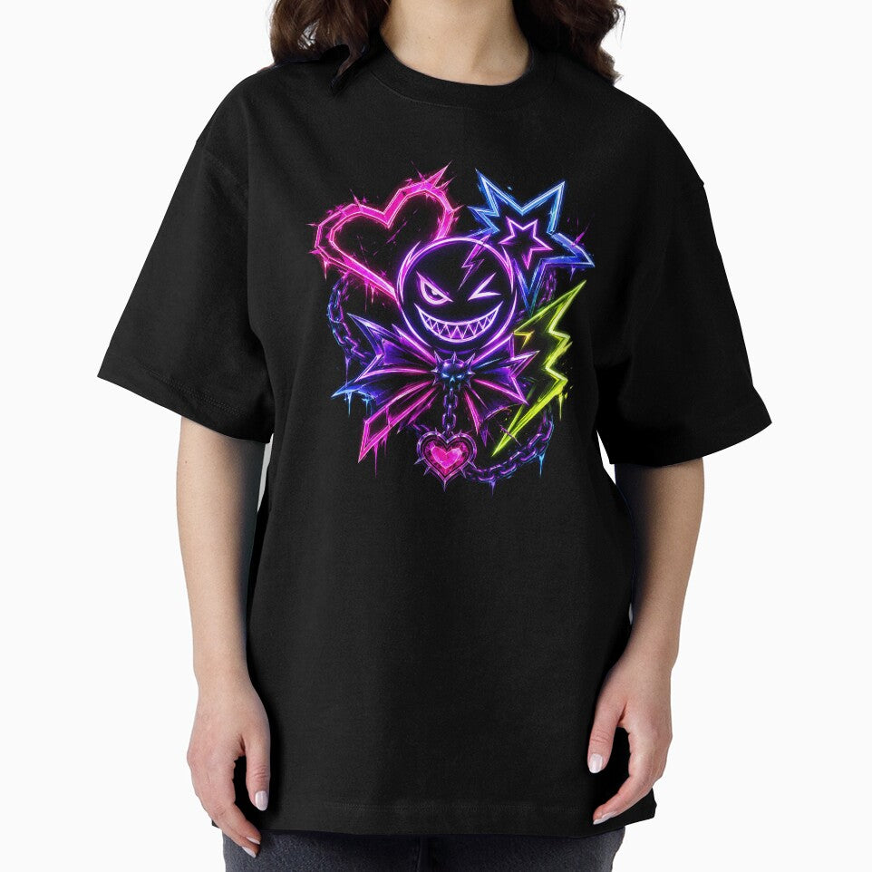 Neon Cyberpunk Smiley Heart Emblem by smktheduck