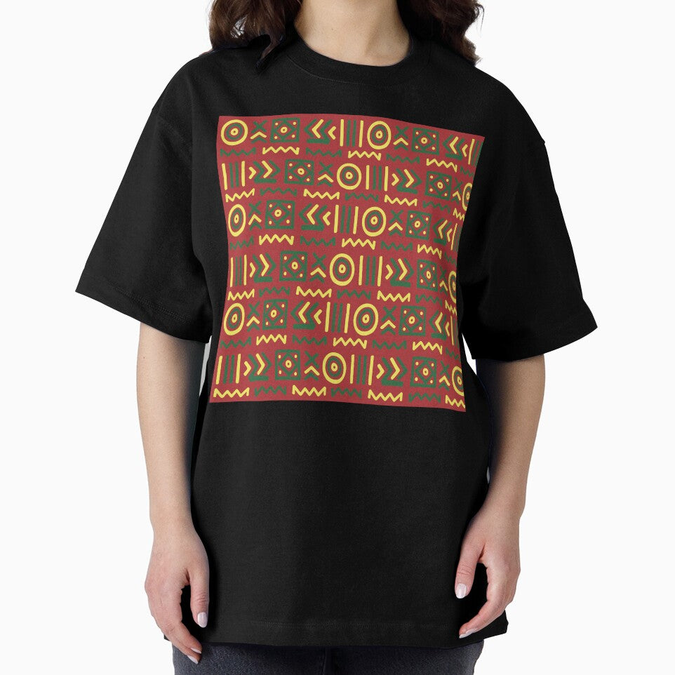 Authentic Bogolan pattern yellow red green by Wolagno