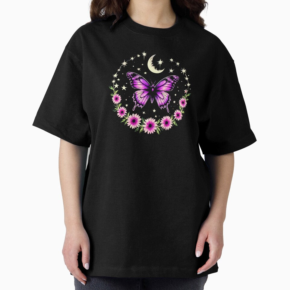 Gothic Purple Butterfly Moon Mystical Aesthetic Tattoo Art by VikArtStudio