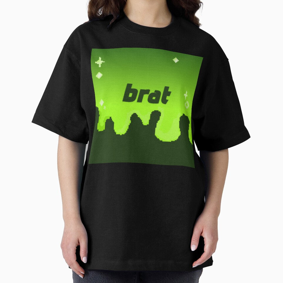 Green background print. Brat. Pixel fan art. by YaroshMaria
