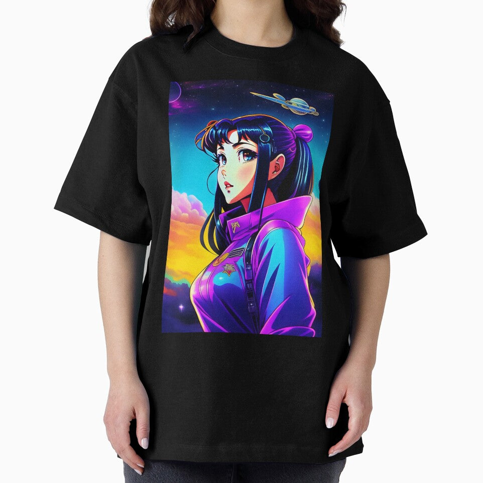 Vintage 90's Anime Girl Inspired Retro lofi Cyberpunk graphic by iluminal