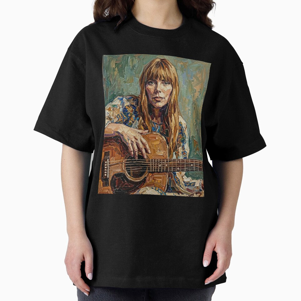 The Laurel Canyon Muse – Joni Mitchell Expressive Oil Portrait by Art's Diner