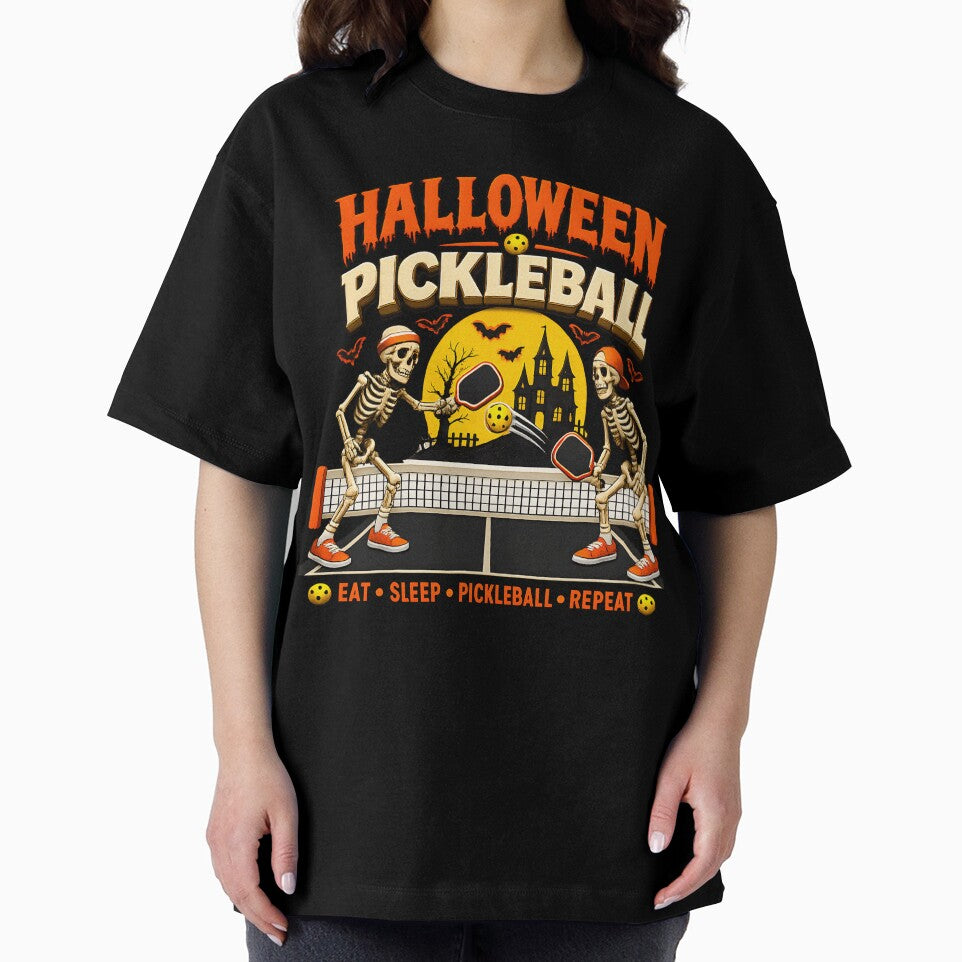 Funny Halloween Pickleball Game Skeletons and Pickle Ball by averyfisher
