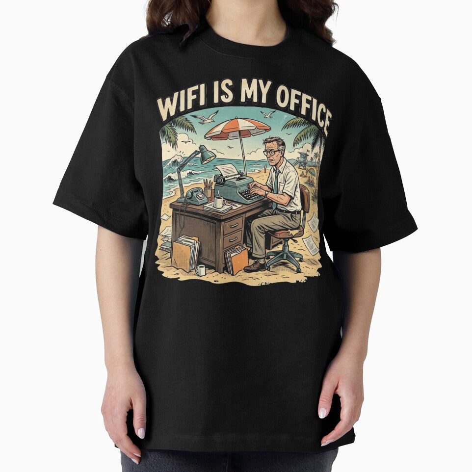 WiFi Is My Office Funny Beach Remote Work Vintage T-Shirt Design by urbinet