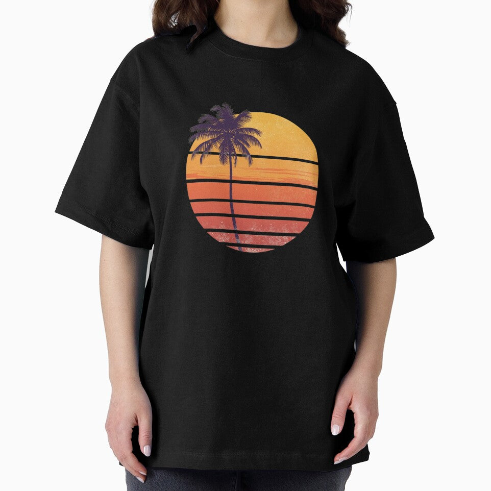 Retro Summer Sunset – Vintage 70s Beach Illustration by catcurio