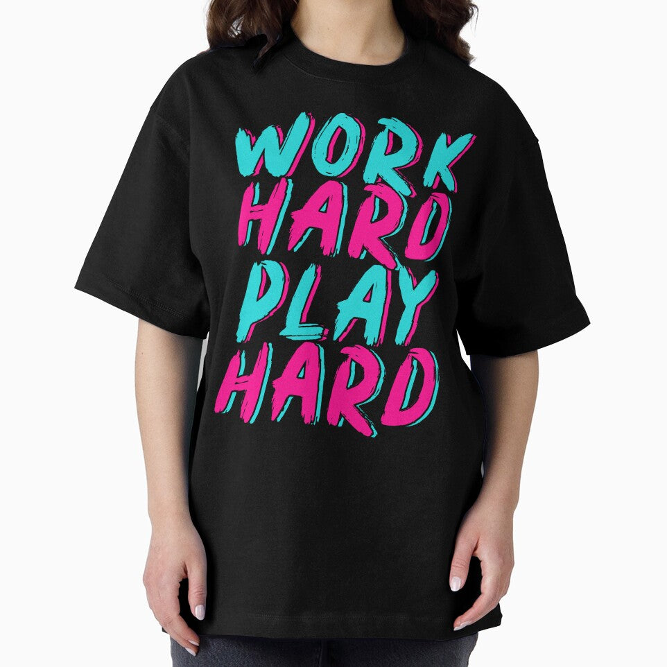 Work Hard Play Hard Neon Brush Lettering Design by EichStore