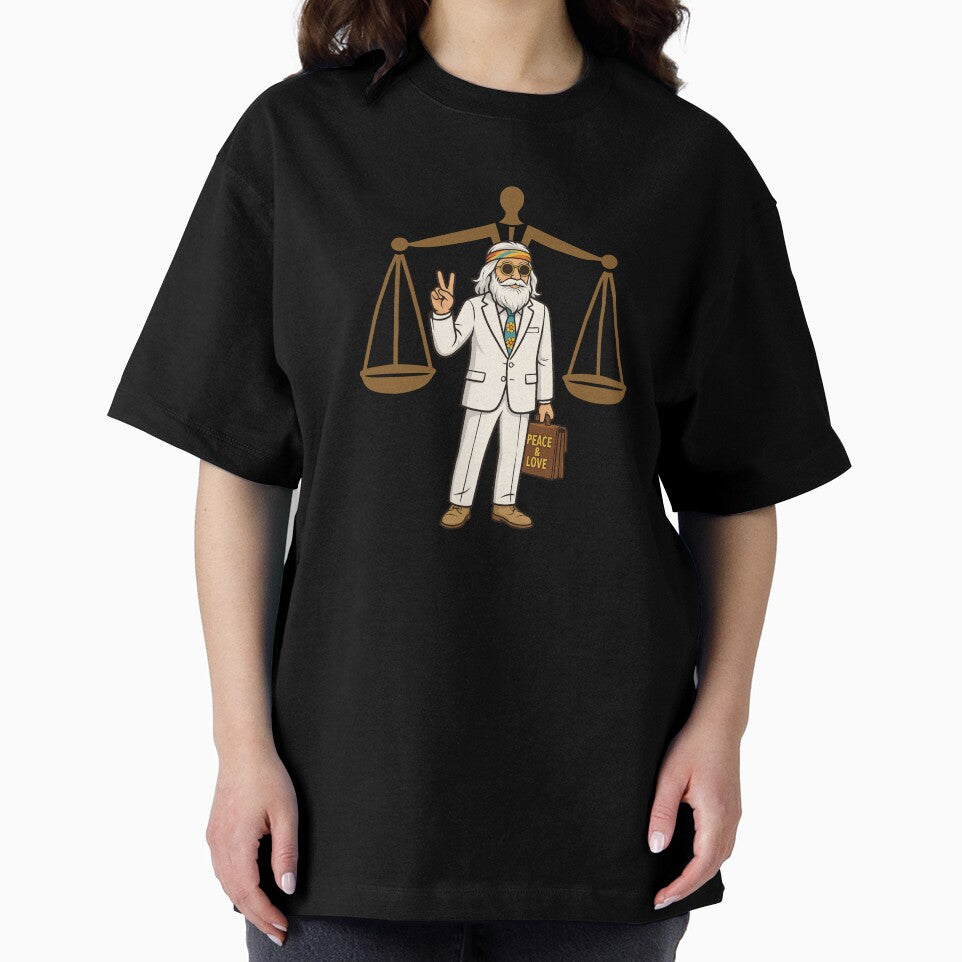 Elderly White Hippie Lawyer – Peace and Love Legal Humor Design by Lunaria Arts