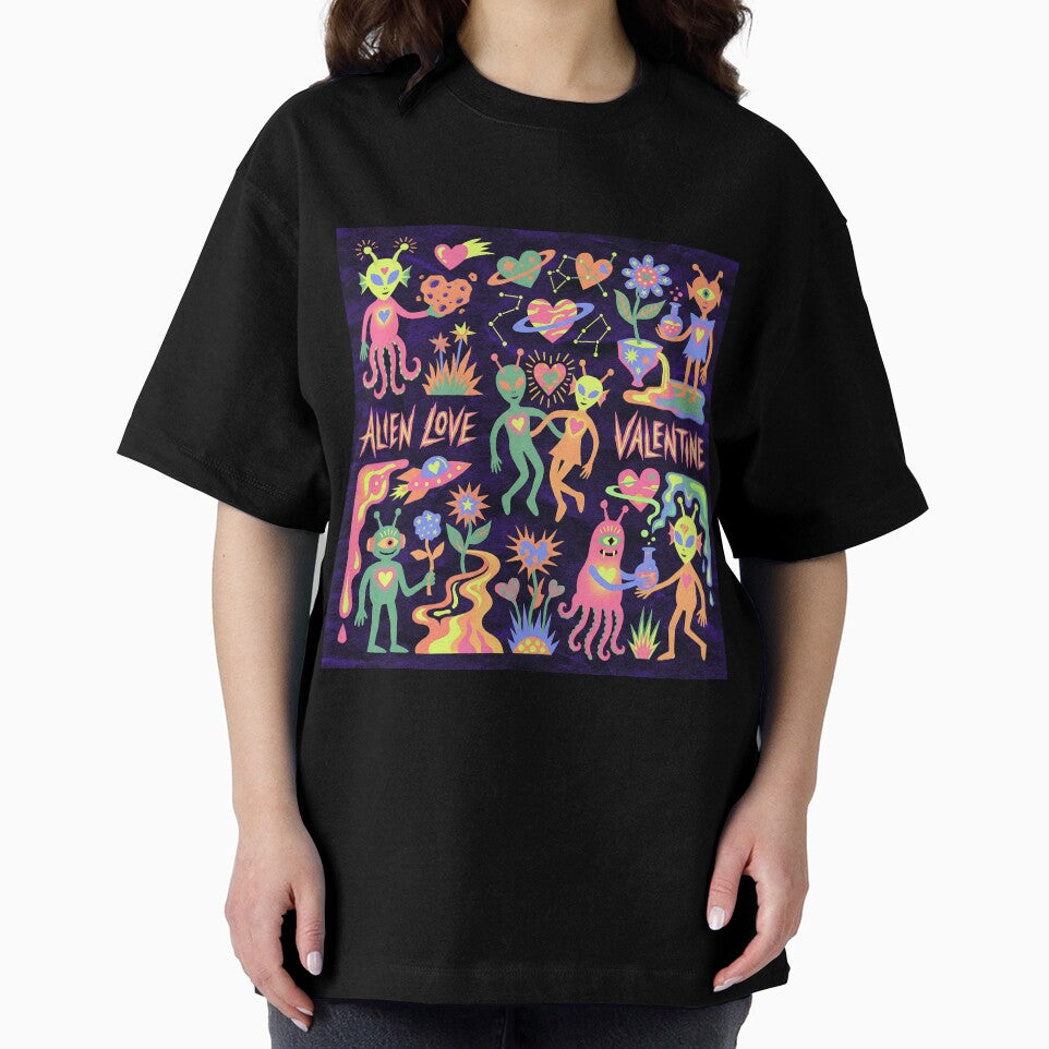 Neon Psychedelic Alien Love Valentine Blacklight Aesthetic by zzz888