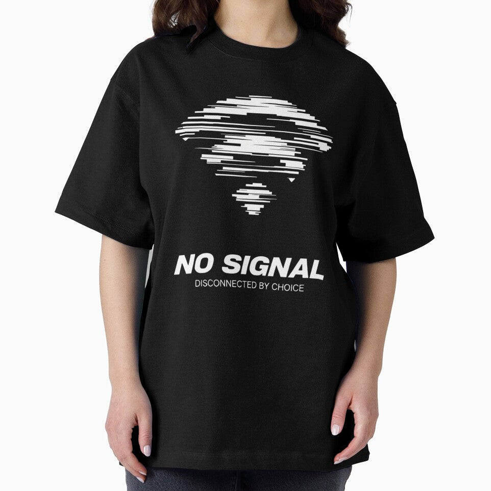 NO SIGNAL – Disconnected By Choice | Minimalist Streetwear Glitch Aesthetic T-Shirt by Maximilianos