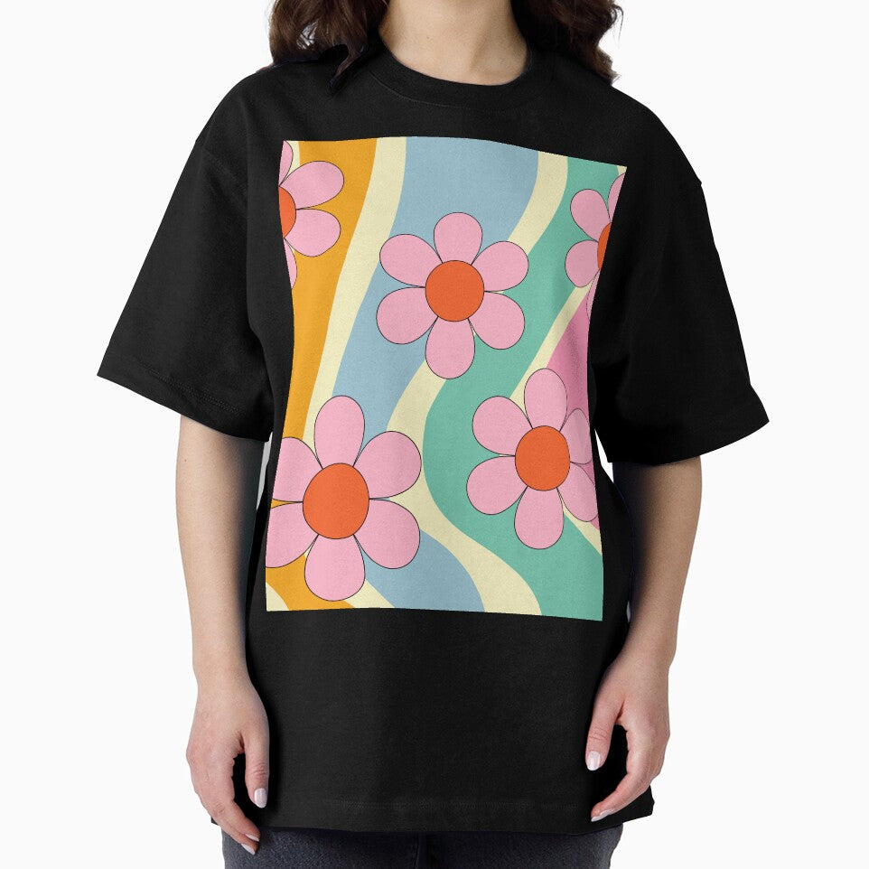 Retro flowers and wavy lines of colour by BritishDelights