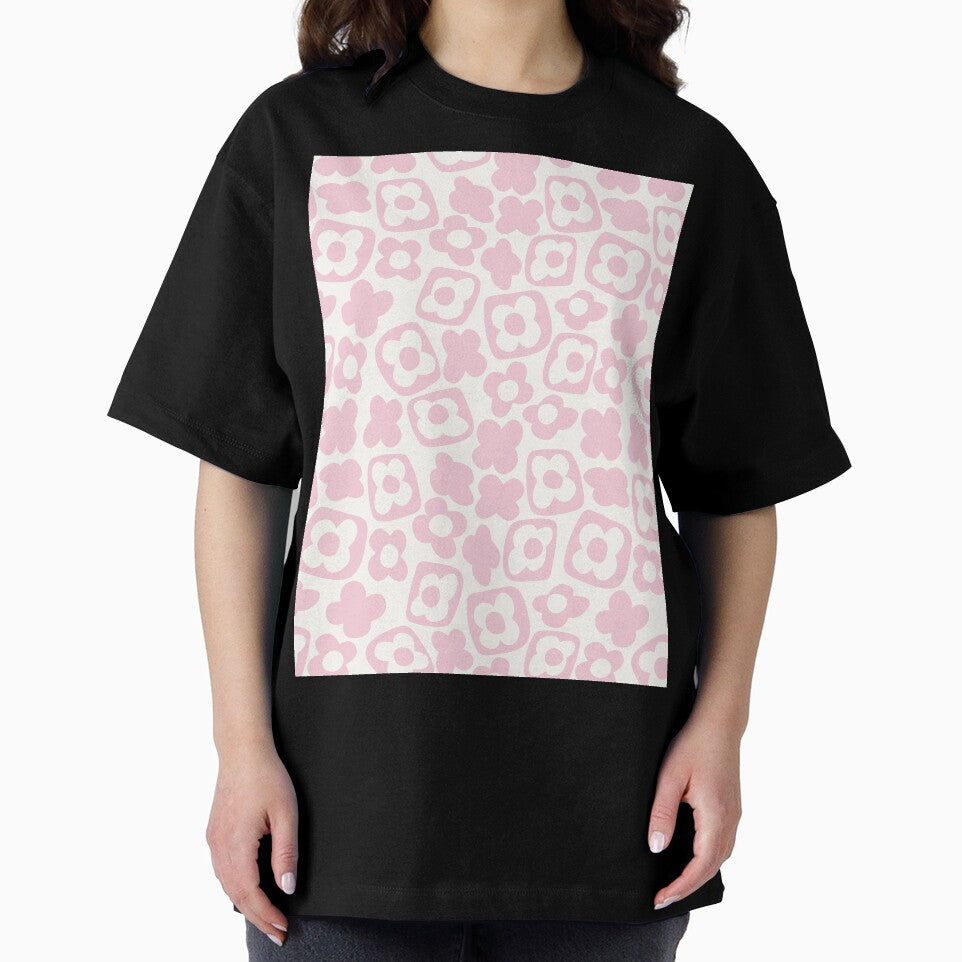 BOHO BOXY MODERN FLOWER PATTERN PASTEL PINK by blomastudios