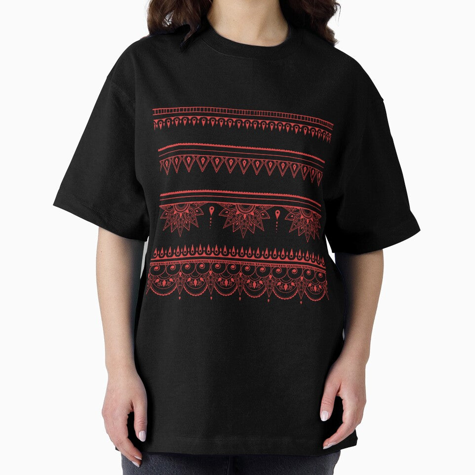 South asian patterns Red on black by Chaoticzarts