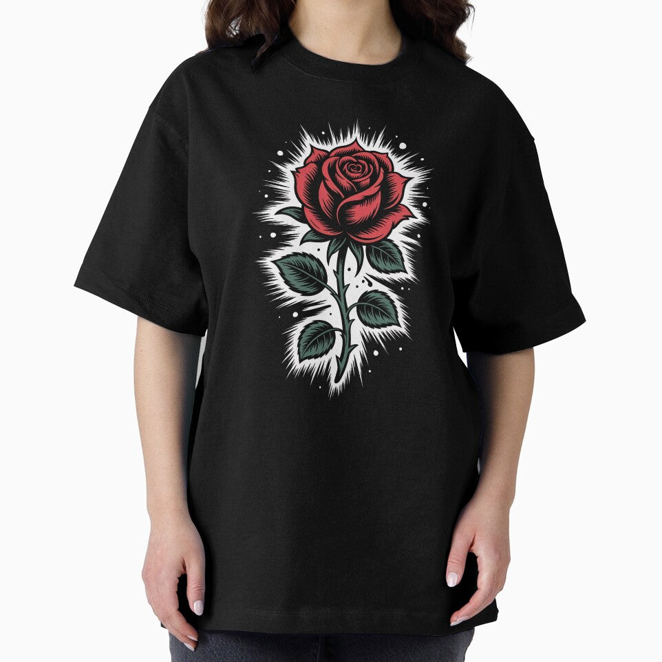 Tattoo Style Single Rose Head Burst Background Gothic Art by Say It With Ink