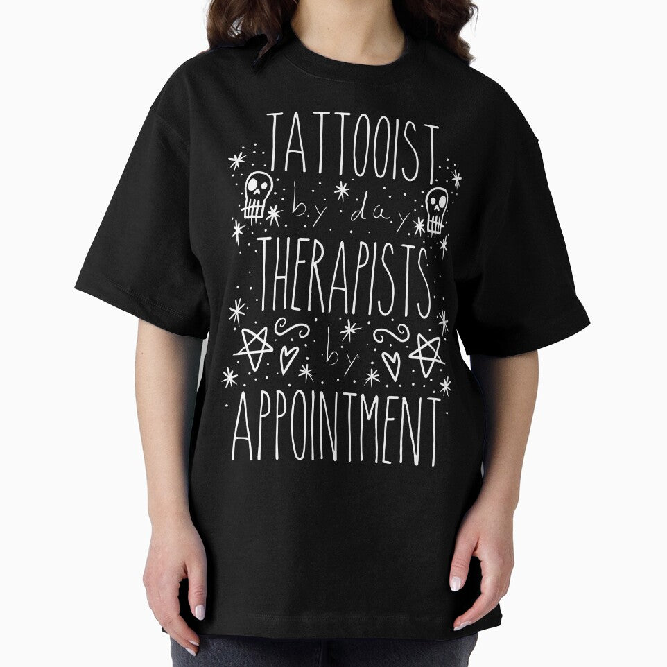Tattooist by day Therapist by Appointment - With Doodles- White Script Design by Mitch616Art