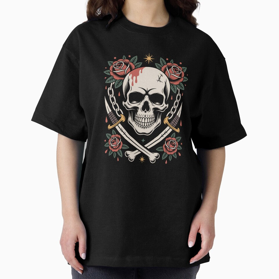 Skull and Crossbones Roses Pirate Style Skull Lover Gift by Say It With Ink