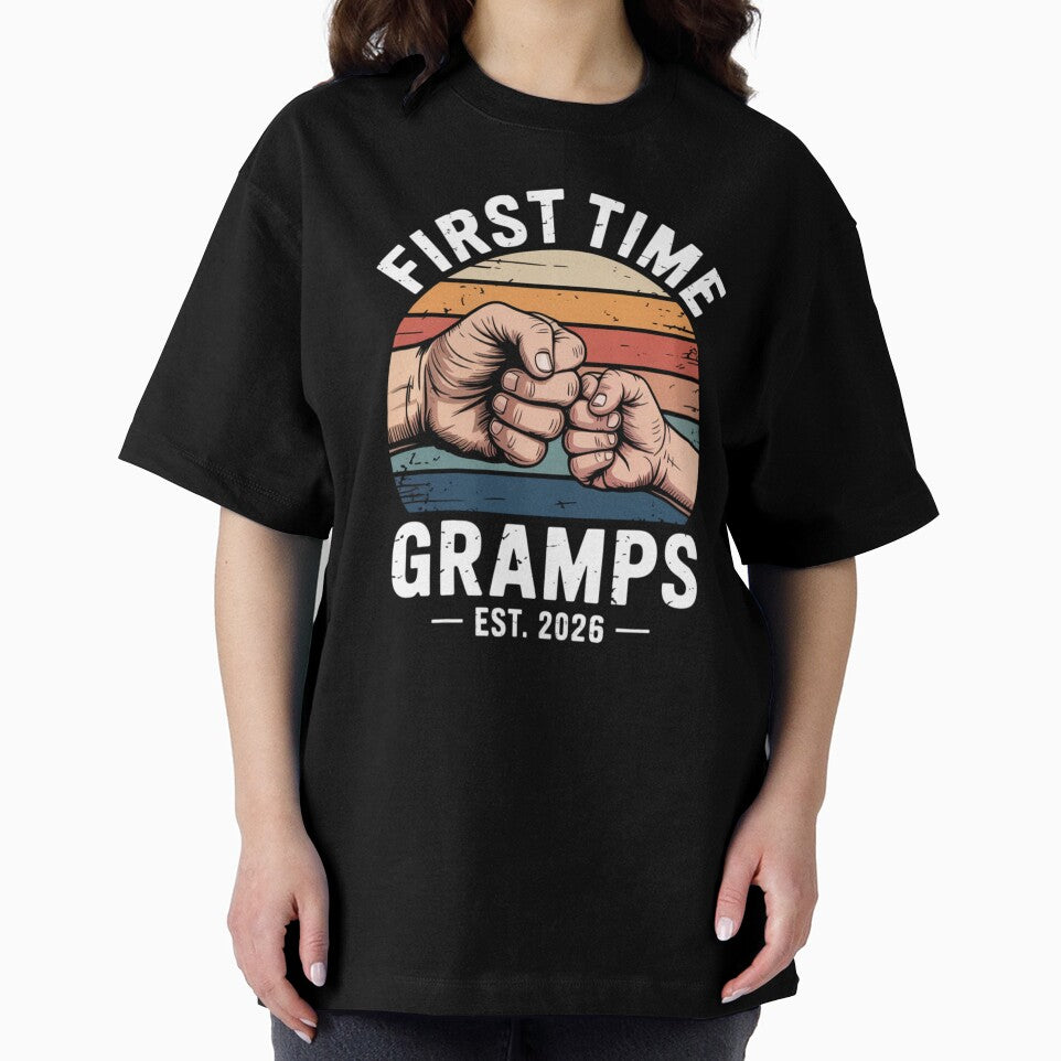 First Time Gramps Est 2026 Retro Fist Bump New Grandpa Design by Gogetgiggles