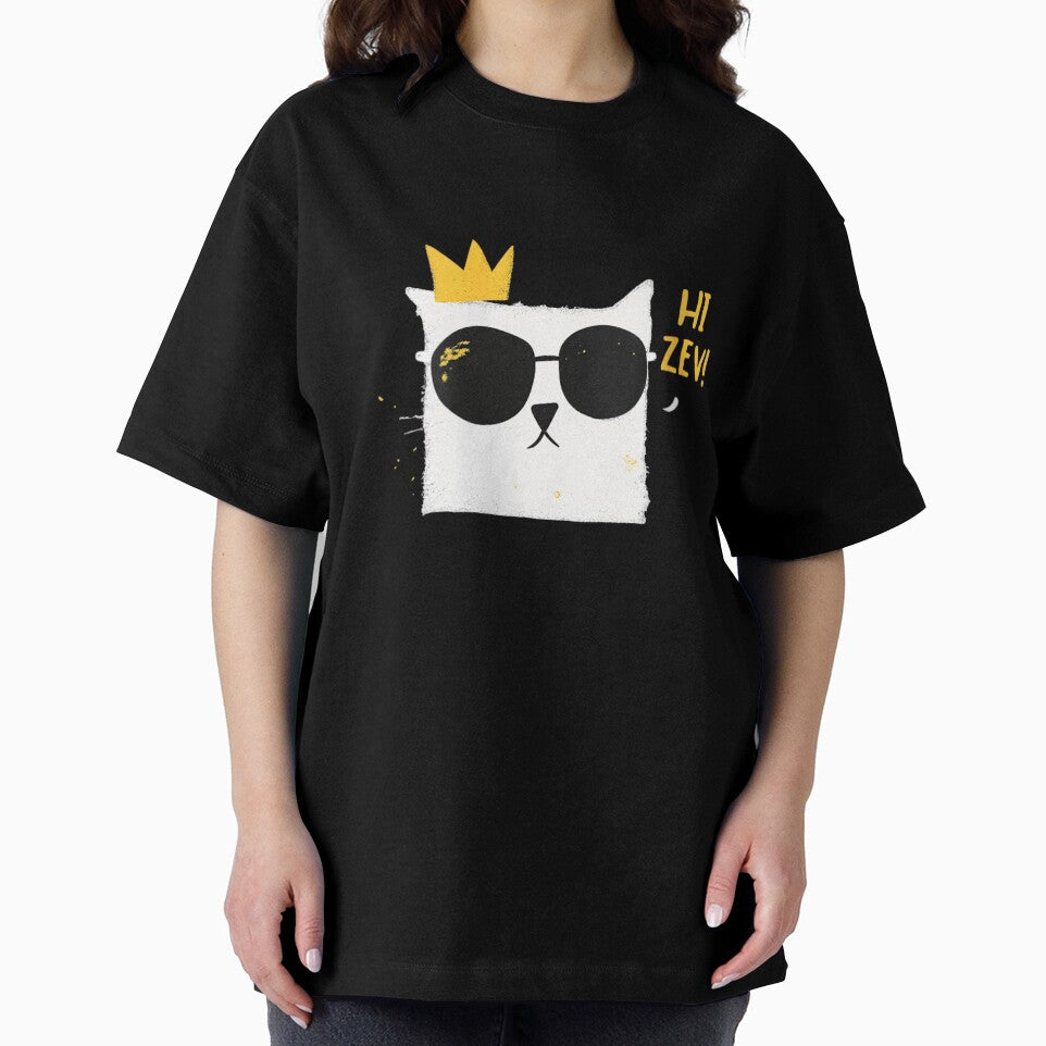Hi Zev Cool White Cat With Sunglasses And Gold Crown Art by Taniyah Gomes