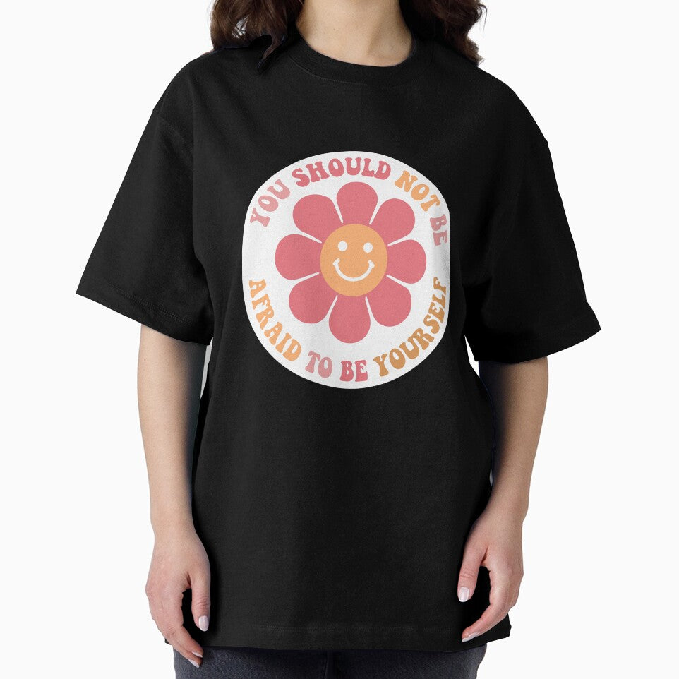 Floral Be Yourself Retro Groovy Colorful Block Letter Design by redbubbleart18