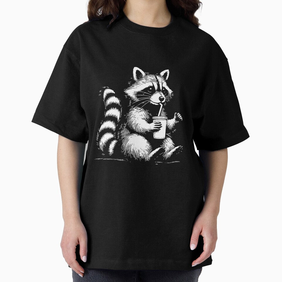 Raccoon Cute But Feral Vintage Raccoon Funny Loves Coffee Feral Summer by MinsND