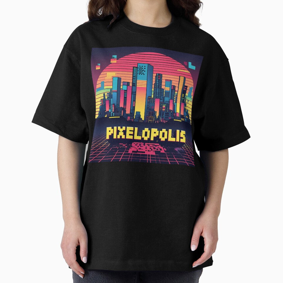 Pixelopolis – Retro-Futuristic Pixel City Skyline with Tetris Buildings & Neon Respawn Portals by LoliDesignShop