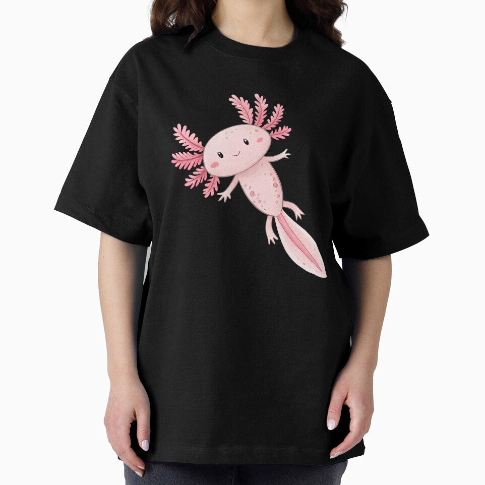 Cute Pink Watercolor Axolotl Illustration by EmeraldeaArt