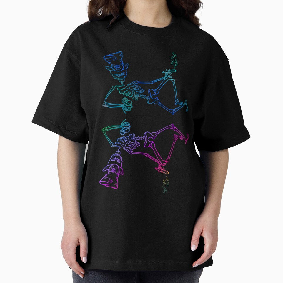 Trippy Smoking Skeletons | Psychedelic Rainbow Skull Art by BoneandBloomCo