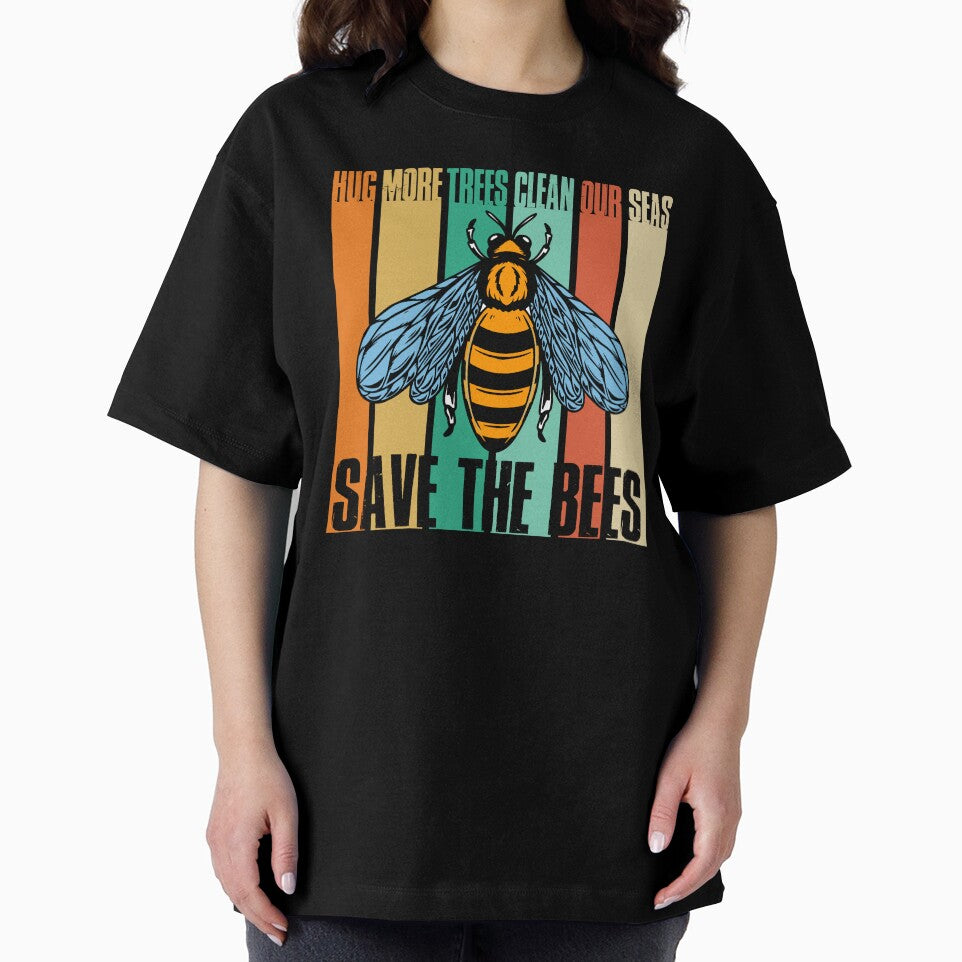 Save The Bees Hug More Trees Clean Our Seas Retro by KrisSidDesigns