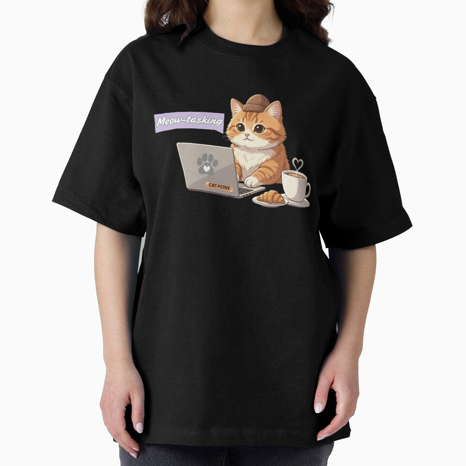 Meow-tasking Cat - Work From Home Laptop Coffee Design by Ink & Soul