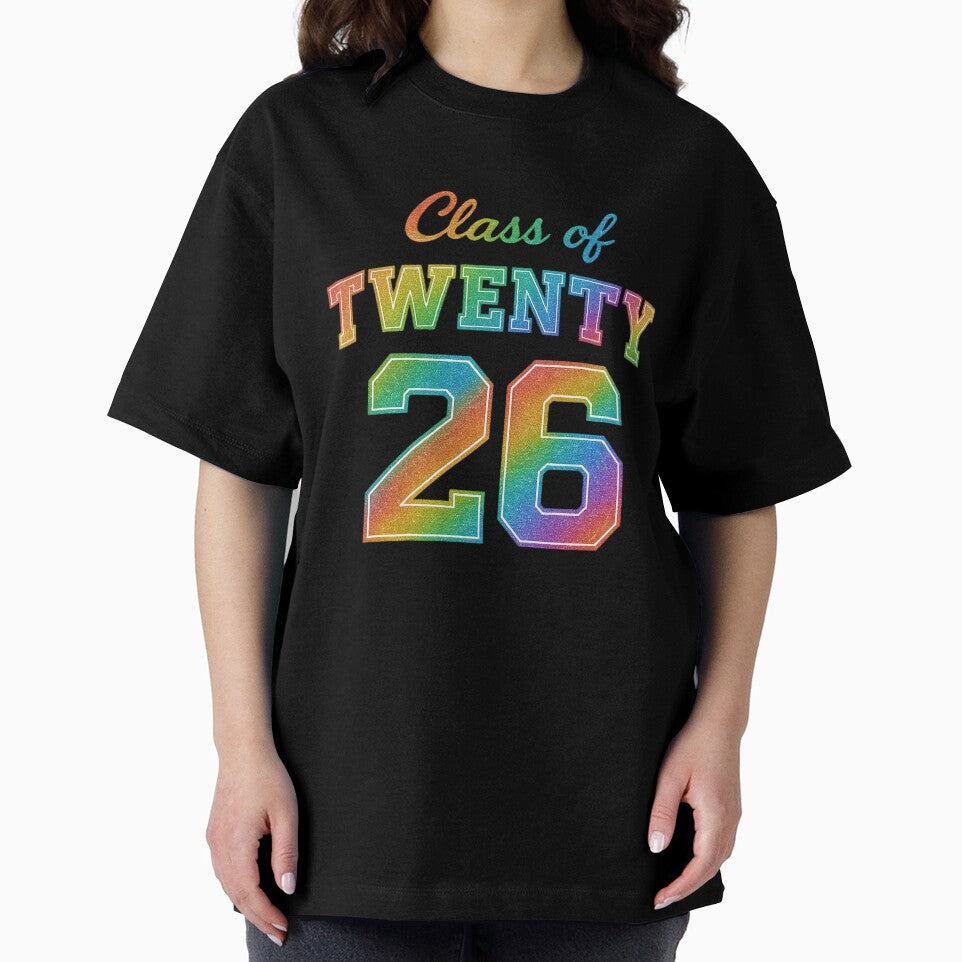 Class of 2026 Rainbow Glitter Graduation Design by PixelExpressStudio