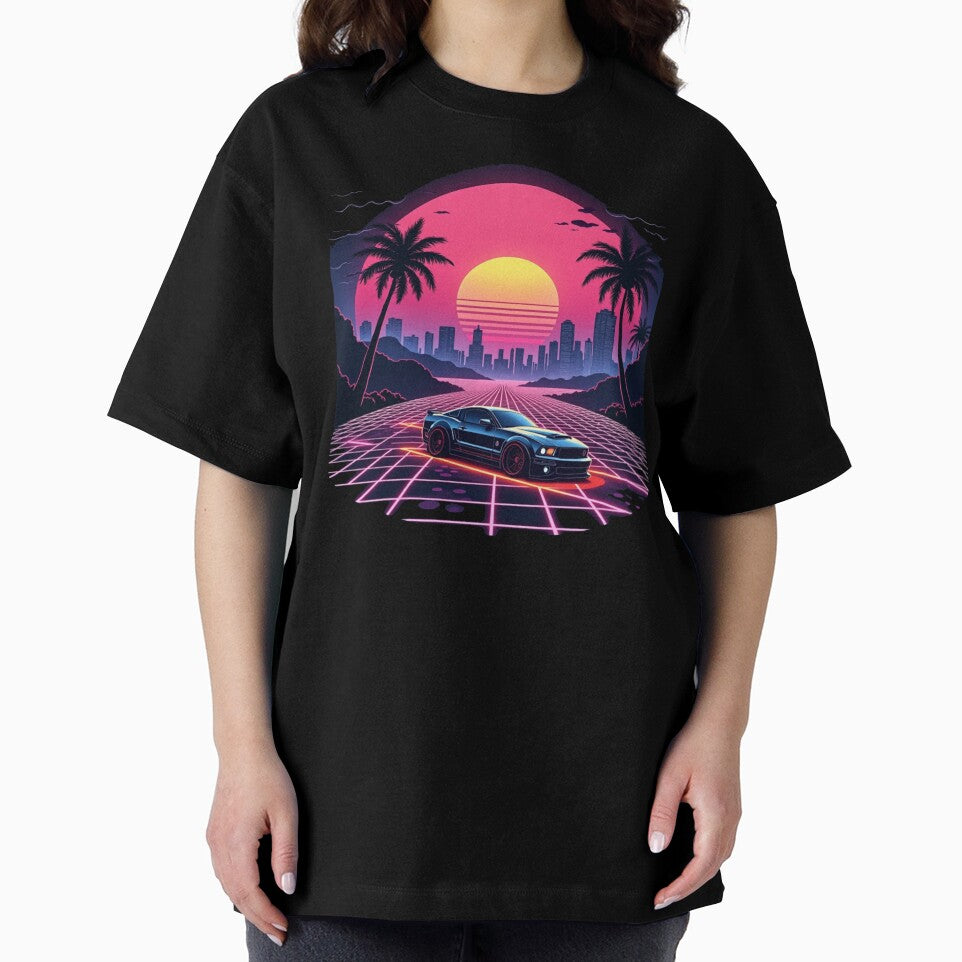 Cyberpunk Neon Drive T-Shirt – Retro-Futuristic 80s Aesthetic by Madustoks