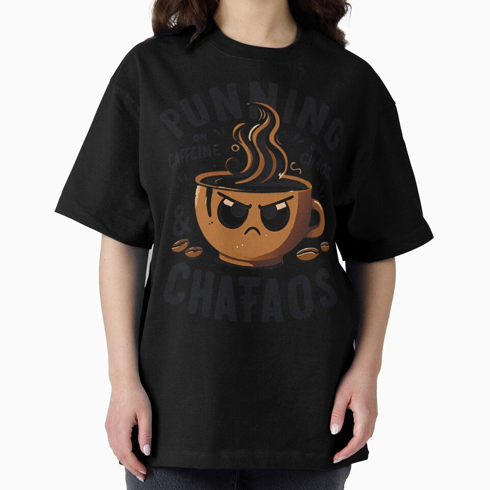 Running On Caffeine And Chaos Coffee Lover Shirt by DrawDrip