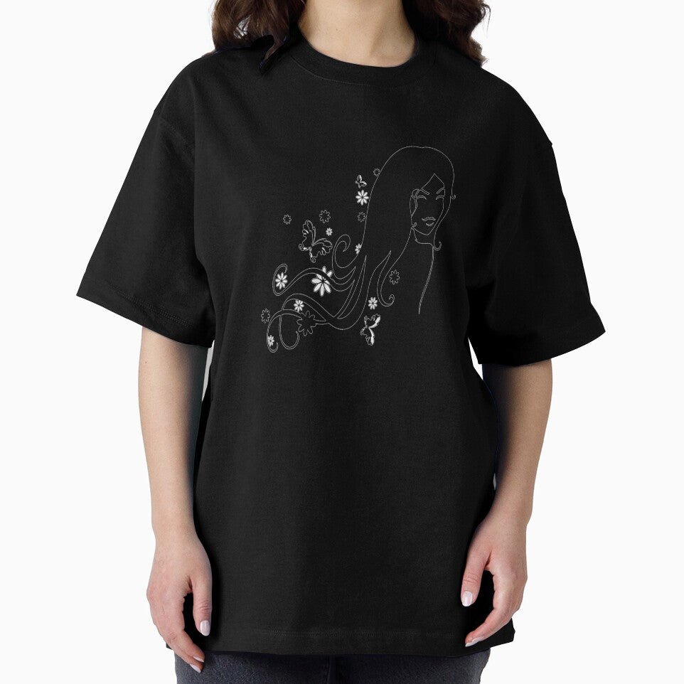 Women's shirt printed with a picture of a girl with long hair by Anoirshop ⭐⭐⭐⭐⭐