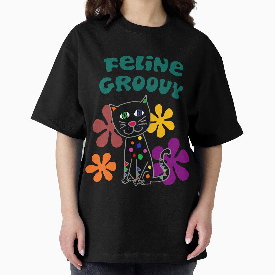 Funny Feline Groovy Black Cat Retro Cartoon by Nature's Fancy