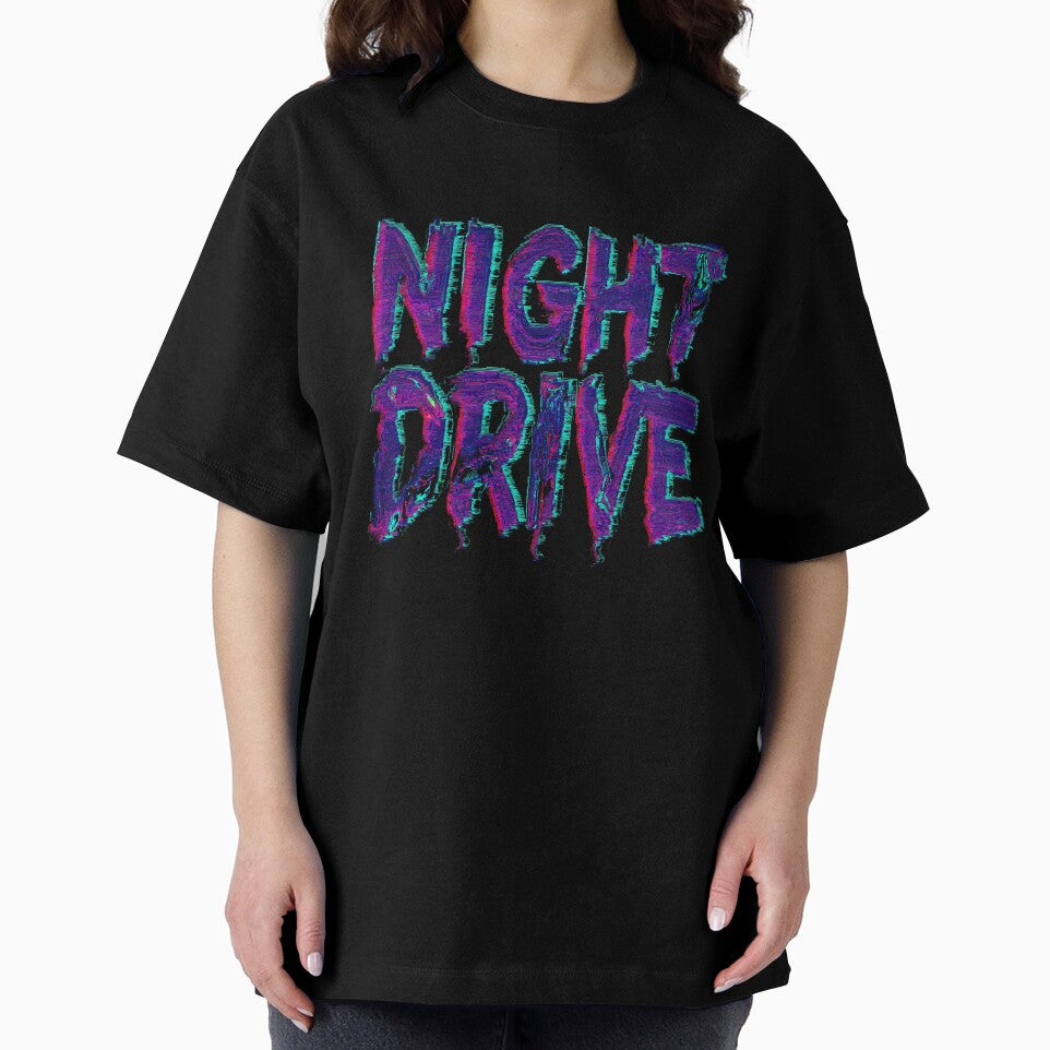 Night Drive - Retro Neon Glitch Typography Design by DConcept