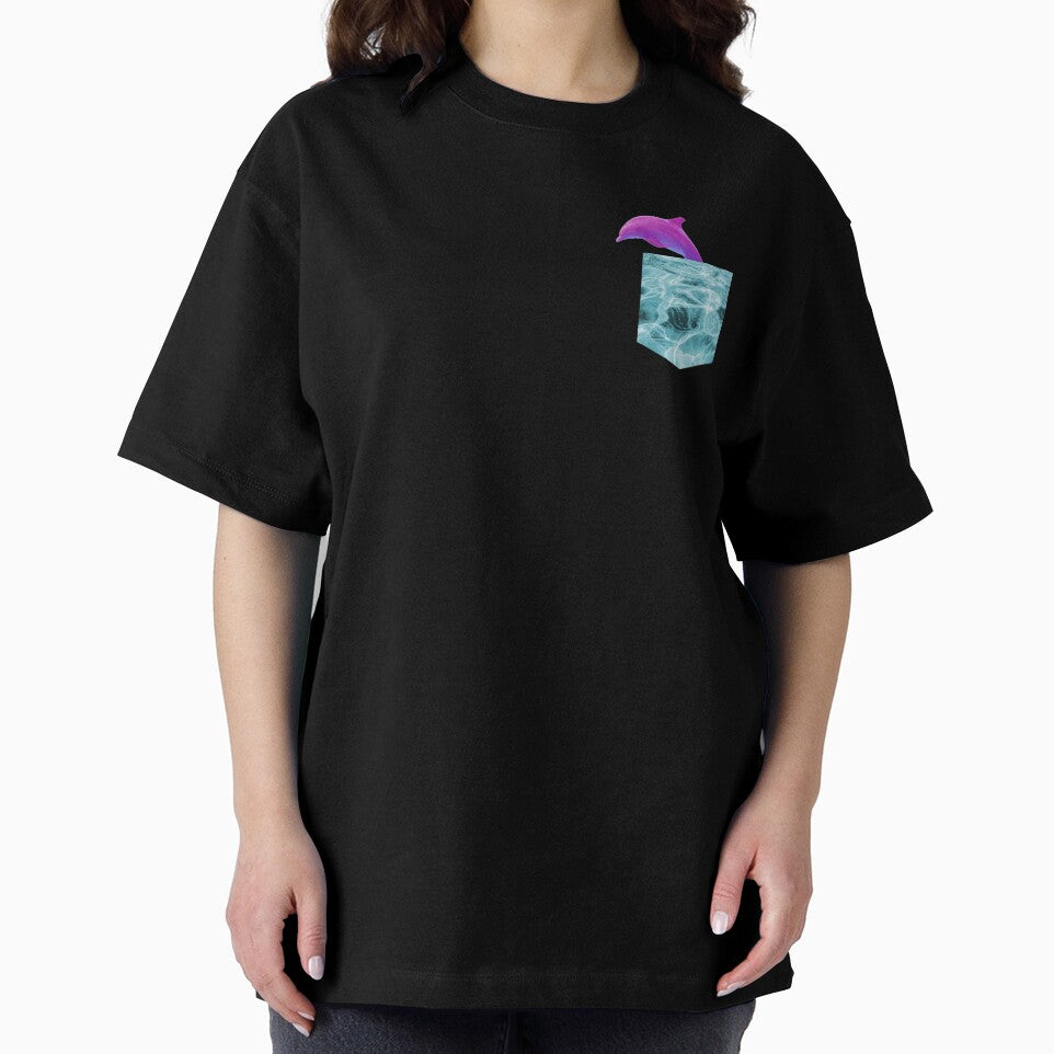 Vaporwave Dolphin Gift Water Pocket shape design by D-C-Designs