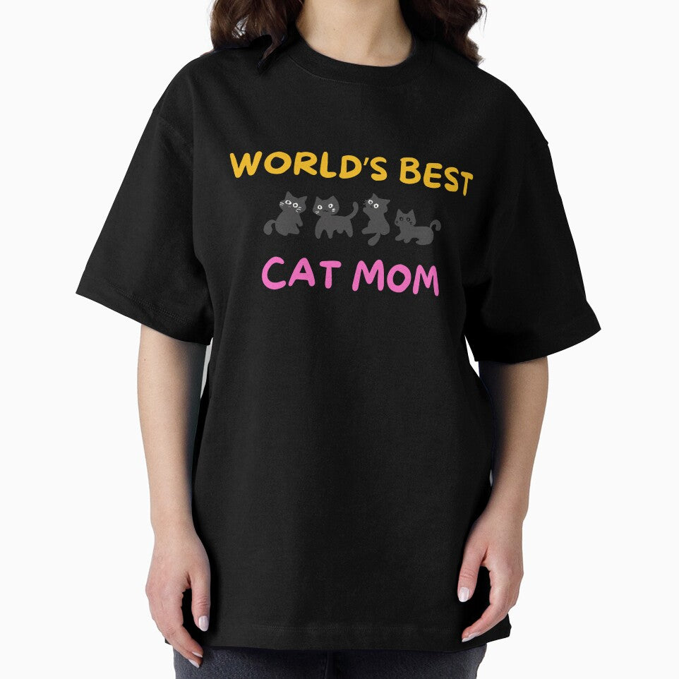 Worlds Best Cat Mom Cute Cartoon Black Cats by Motel Mirage