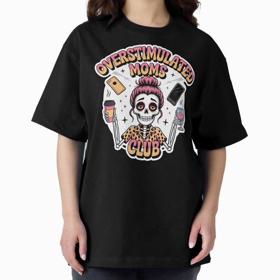 Overstimulated Moms Club – Creepy Glam Skeleton Mom With Coffee by RDRdesign