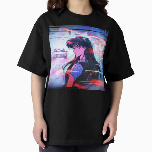 80s Anime Retro Girl Car Japanese Aesthetic Long Hair Girl by glasseskyodai