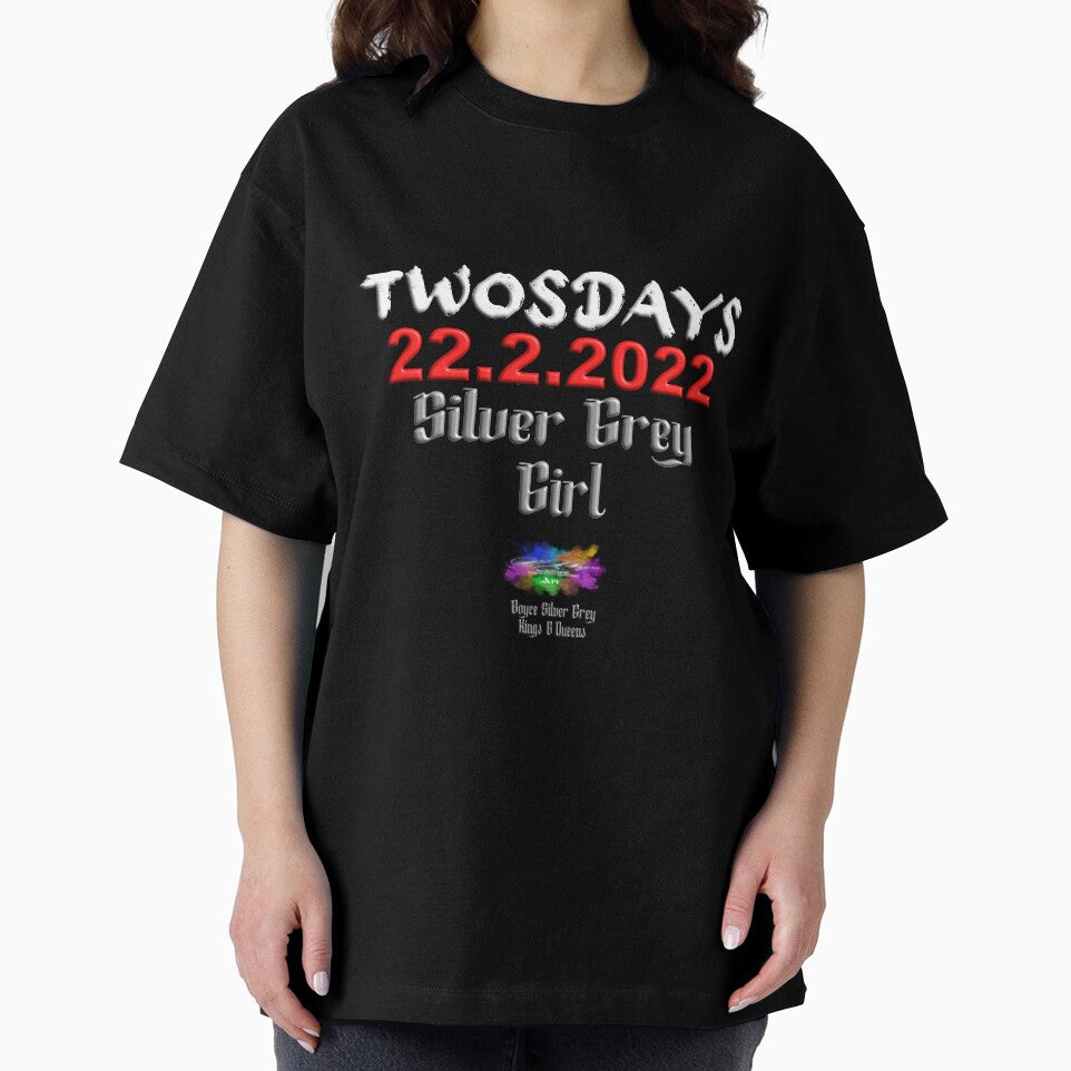 Happy Twosday one-time event Silver grey girl.(Light logo on dark top) by markyboyce247