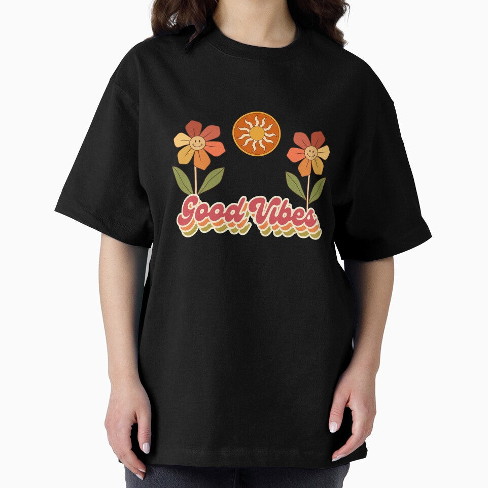 Good Vibes Retro Hippie Flowers by JadedLilacsArt