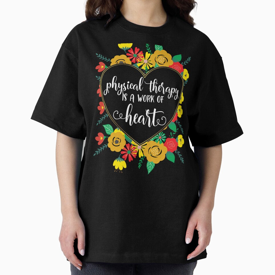 Physical Therapy Is A Work of Heart Gold Floral Quote by TeesYouWant
