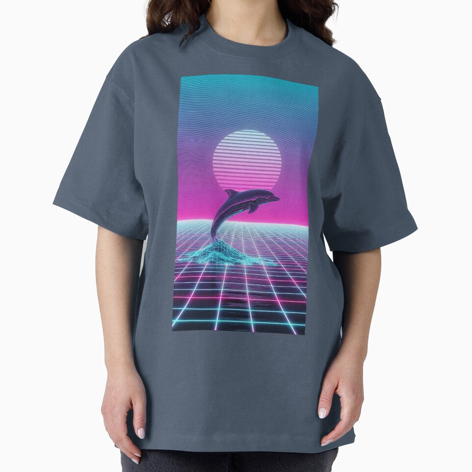 Neon Chrome Dolphin - Vaporwave Seapunk Sunset by powersunlight